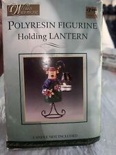 Poly Resin figurine Holding Lantern Vintage With Box  picture