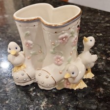 Lenox Porcelain Duck Bud Vase Floral Pattern Glossy Finish Hand Painted picture