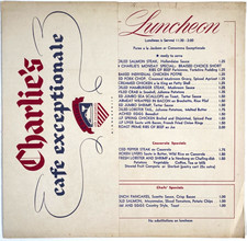 1953 Charlie's Cafe Exceptionale Vintage Luncheon Menu Minneapolis Minnesota picture