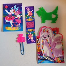 Vintage Lisa Frank Mini Notepads Ballerina Bunny Dog Stencil Stamp Paper Clip picture