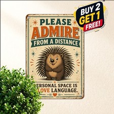 Introvert Sarcastic Humor Porcupine Room Plaque Vintage Metal Tin Sign 8x12 picture