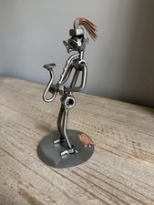Lot of 8 Steelman 24 Saxophone Player Figurines Handmade Metal Music Sculptures picture