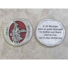 O St. Michael Give us your Strength - Red  - Pocket Token/Coin 4071 picture