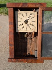 Chauncey Jerome Antique Mechanical Wall Clock Pendulum Wood/Glass Roman Dial picture