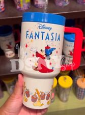 2024 Disney Parks Fantasia Mickey & Broom Tumbler With Straw The Sorcerer's New. picture
