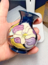 Vintage Moorcroft Bud Vase - Magnolia Pattern - Cobalt Blue - 1950s - 1990s picture
