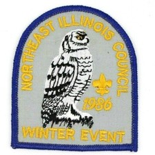 1986 Winter Event Northeast Illinois Council Patch Owl Boy Scouts BSA IL picture