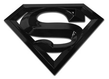 superman logo shield dc comics black acrylic standard auto emblem 4 X 3 usa made picture