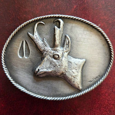 VTG Pronghorn Antelope Pewter DePaolis Belt Buckle  picture