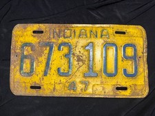 Vintage 1947 Indiana License Plate Auto Tag 673109 picture