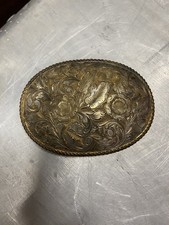 Crumrine Belt Buckle fancy engraved western vintage old   picture