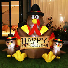6ft Thanksgiving Inflatable LED Lighted Turkey Family Blow up Outdoor Lawn Yard picture
