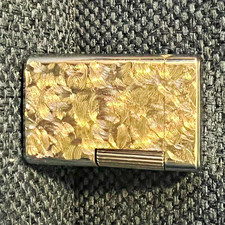 Swank Silver Table Lighter Japan Patent 8792971 hammered steel case picture