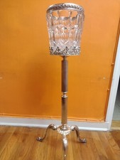 William Adams Lead Cut Crystal On Silver Plated Stand Champagne Ice Bucket 34