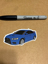 Mitsubishi Lancer Evolution Car Vinyl Decal Sticker - Blue Black White picture