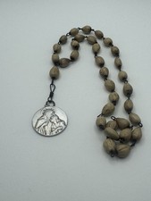 Vintage Job's Tears Seed Rosary with Sacred Heart Jesus Medal picture