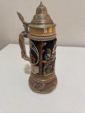 Lot of 2 Vintage German Beer Steins West Germany Stoneware Lidded picture