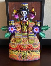 Exquisite Catrina Figurine Handmade Mexican Day of the Dead Candle Holder/Signed picture