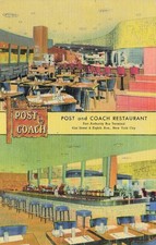 Post & Coach Restaurant NYC Port Authority Bus Terminal Curteich Postcard 1940s picture