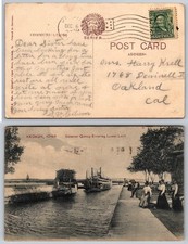 Keokuk Iowa Steamer Quincy Riverboat Entering Lower Lock Vintage Postcard picture