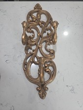Vintage Gia Inc Gold Ornate Wall Sconce triple Candle Holder 28.5