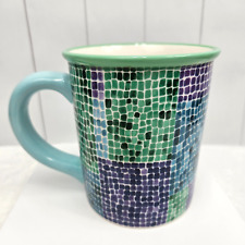 Starbucks Barista Mosaic Tile Mug Blue Green Purple Aqua 2002 Vintage picture