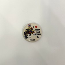 Vintage 1982 Fiesta San Antonio TX Pinback Button I Love Fiesta '82 Texas picture