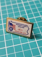 Vtg Pennsylvania UAW CAP Buy American 🇺🇸  Gold Tone Lapel Pin  picture