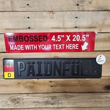 German European Embossed license plate with custom text / Black on Black * picture