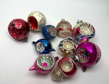 Vintage MidCentury Mercury Glass Christmas Ornaments 10 Piece Reflector & Indent picture