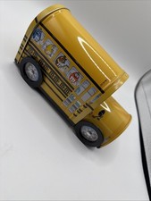 VINTAGE M & M'S SCHOOL BUS TIN BOX METAL 1997 MARS INC. ROLLING WHEELS picture