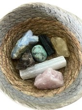 7 Natural Beauties Crystals, Rose Quartz, Blue Agate, Emerald,  Amethyst picture