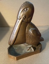 Antique Bronze Pompeian Pelican Cigarette and Matches Holder Ashtray Signed picture