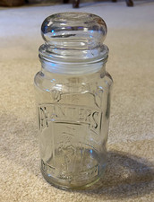 Planters Nuts Vintage Clear Glass Advertising Jar w/ Embossed Logo & Lid picture