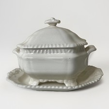 Vintage COPELAND SPODE Gadroon Sauce Tureen with Under plate Set picture