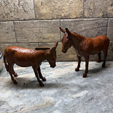 Red Mill Mfg Handcrafted Handmade USA Wooden Donkey &Mule Figurines Set of 2 picture