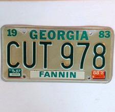 Vintage Georgia 1983 License Plate CU1 978 Fannin County GA car tag picture