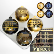 FENDI Christmas Ornaments Set of 4 Black Gold Luxury Box  Approx.  7.5 cm/2.9 in picture