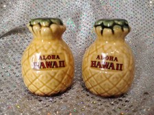 Vintage Aloha Hawaii Pineapple Salt Pepper Shaker- Ceramic picture