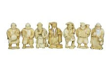7 Japanese Miniature Resin Carved Okimono Lucky Gods of Fortune Figures picture