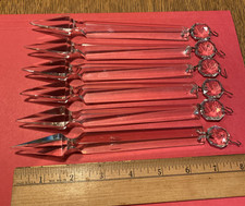6 Large Vintage  Crystal Glass Chandelier Spear Shaped Prisms 7 3/4