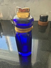 Rare Uranium Murano Blue Sommerso Lighter & Cigarette Holder picture