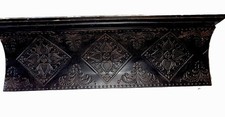 Nice Vintage Black Wall Shelf Wood & Metal Ceiling Tile Plate groove 24” picture