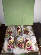 Christopher Radko Theodore Rose.Teddy Bear Glass Ornament 6 Piece Origional  Box picture