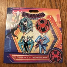 Disney Spider-Man Across The Spider-Verse Booster Pin Set of 4 Brand New On Card picture