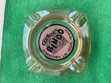 Club Bingo Downtown Las Vegas Nevada Glass Ashtray Gaming Advertising Vintage picture