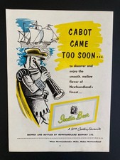 RARE 1959 CANADA CANADIAN AD INDIA PALE ALE BEER NEWFOUNDLAND BREWERY JOHN CABOT picture