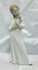 NAO by Lladro Girl Holding Puppy Porcelain Figurine Made in Spain Vintage picture