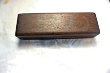VINTAGE SHARPENING STONE - FINE GRIT STONE IN NICE HINGED WOOD STORAGE BOX picture