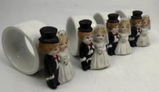Vintage EGO Korea Bride Groom Napkin Rings Set of 4 Porcelain Wedding picture